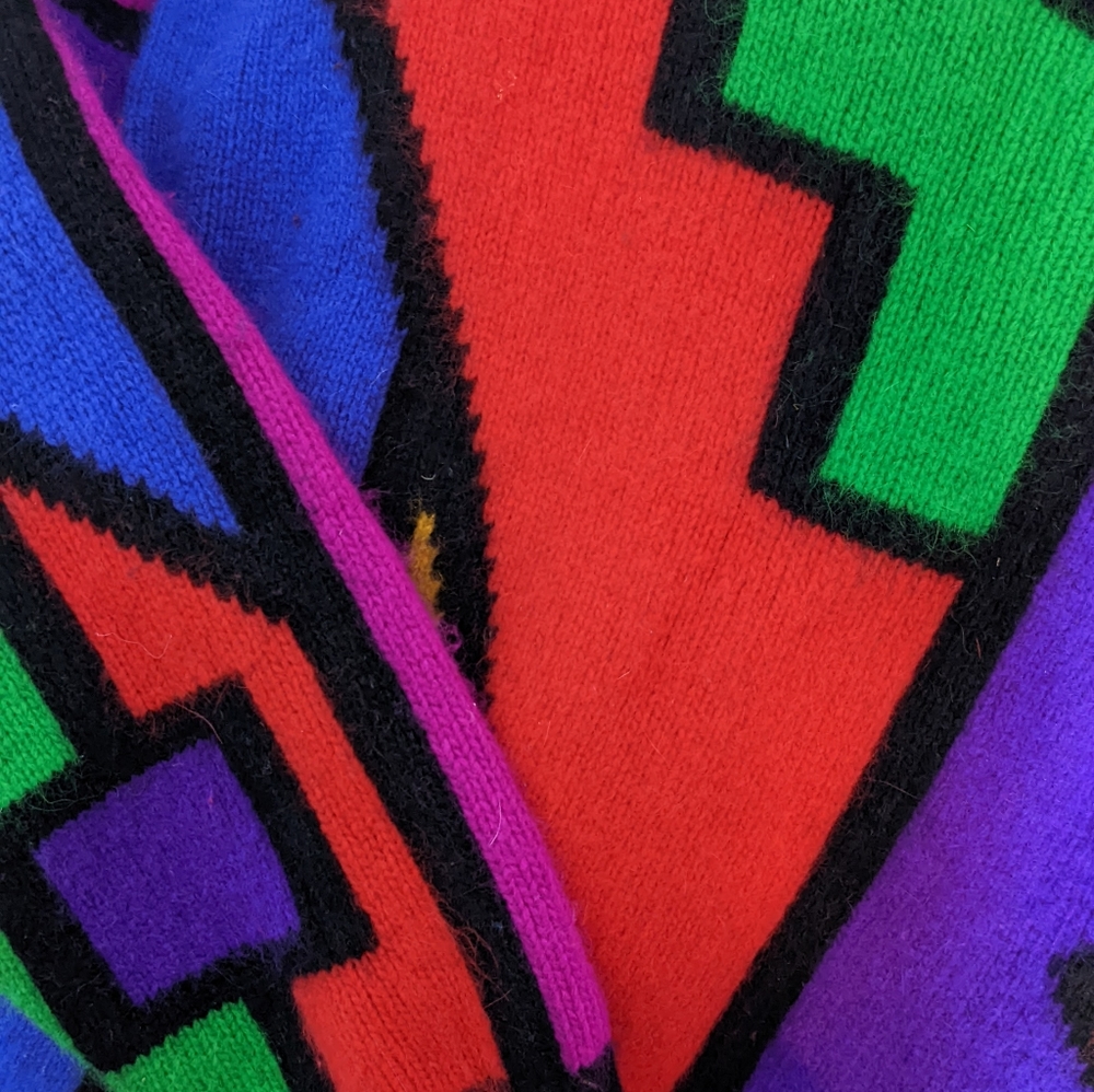 90's Colorblock Angora Geometric Sweater - Picture 12 of 14
